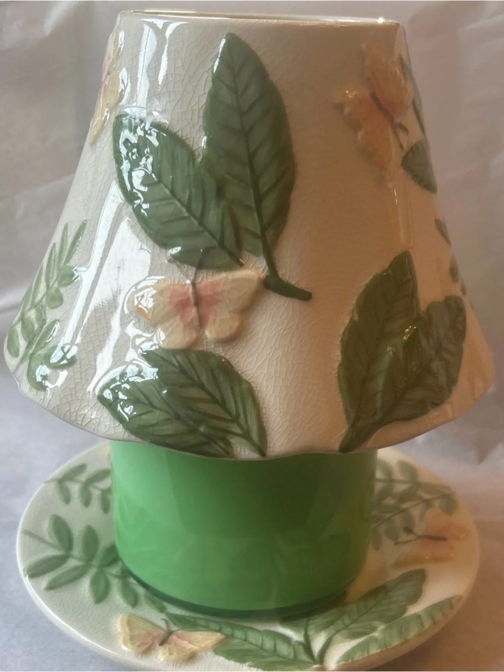 Yankee Candle Island Butterfly Large Jar Shade and Plate Set Large Retired